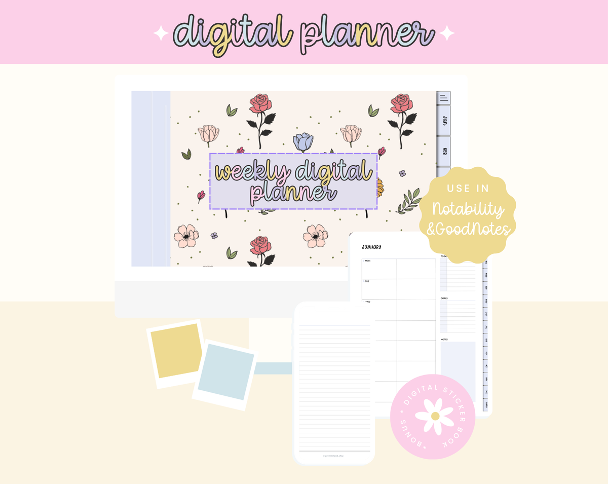 Weekly Digital Planner 2026 - Undated Goodnotes Planner - Digital Stickers - Colorful Self Care Planner - Rainbow iPad Planner - SH01 - Blog Pixie