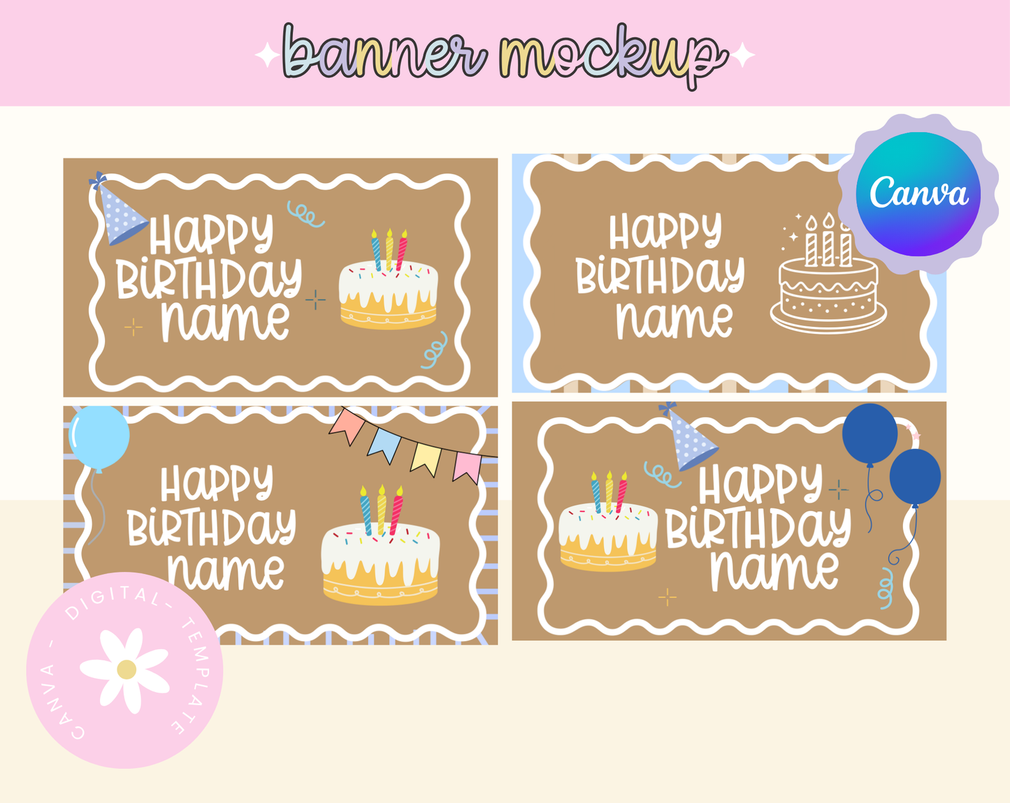 Bithday Banner Mock-up Template | Digital Download